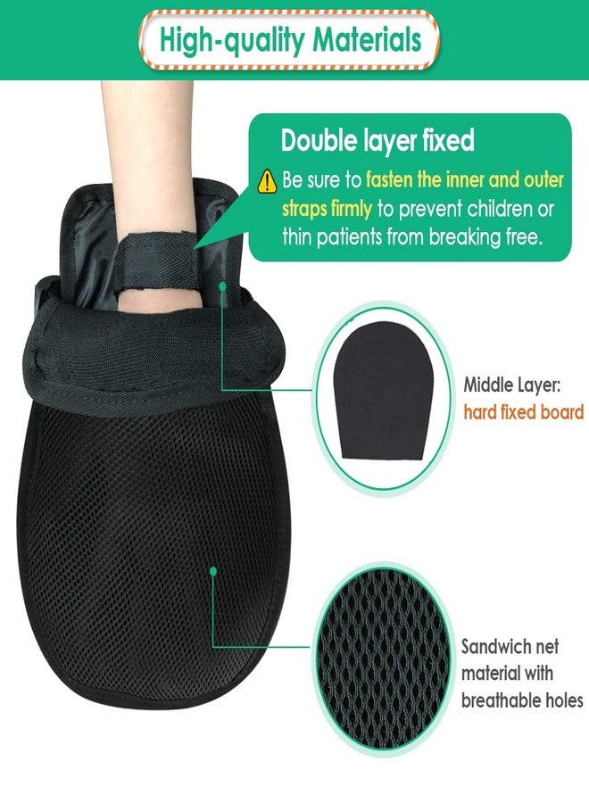 Mistuki Bed Restraints Dementia Gloves Safety Hand Control Mitts Medical Bondage Locking Mittens Patients Caregivers Elderly Protectors Product, Prevent Scratching Harm, 1 Pair Dual Purpose, Black - Image 4