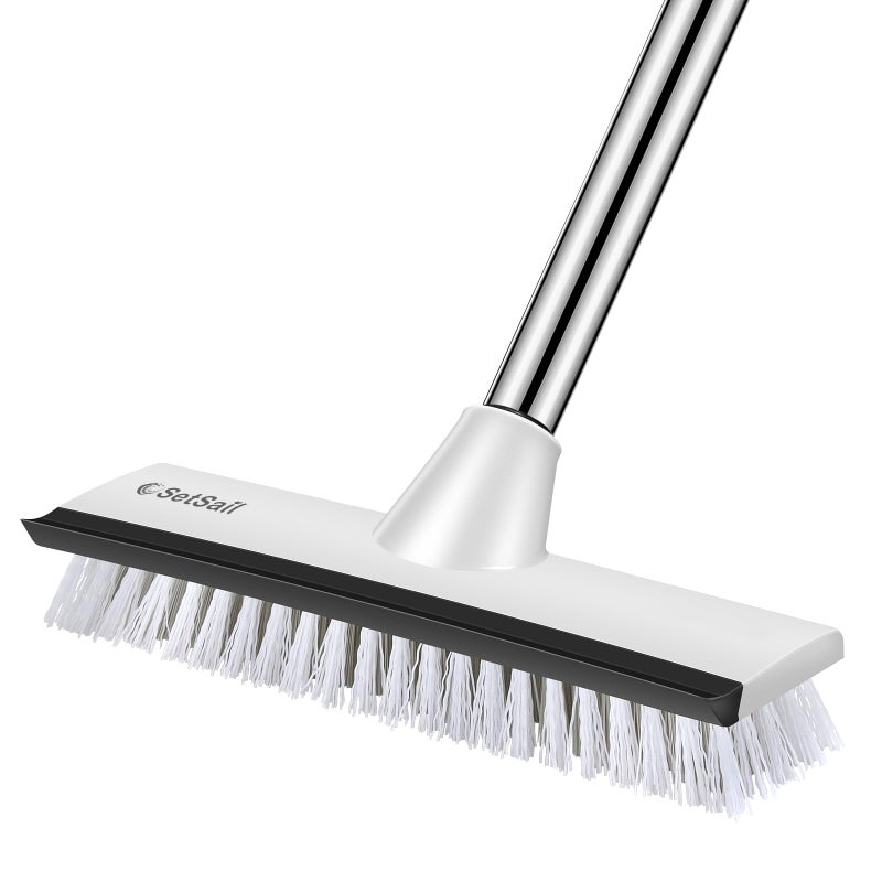 فرشاة تنظيف الأرضيات SetSail مع مقبض قابل للتعديل بطول 51 بوصة 2 في 1 فرشاة كشط فرشاة صلبة لتنظيف الحمام والمرآب والمطبخ والجدران والسقف والحمام والبلاط