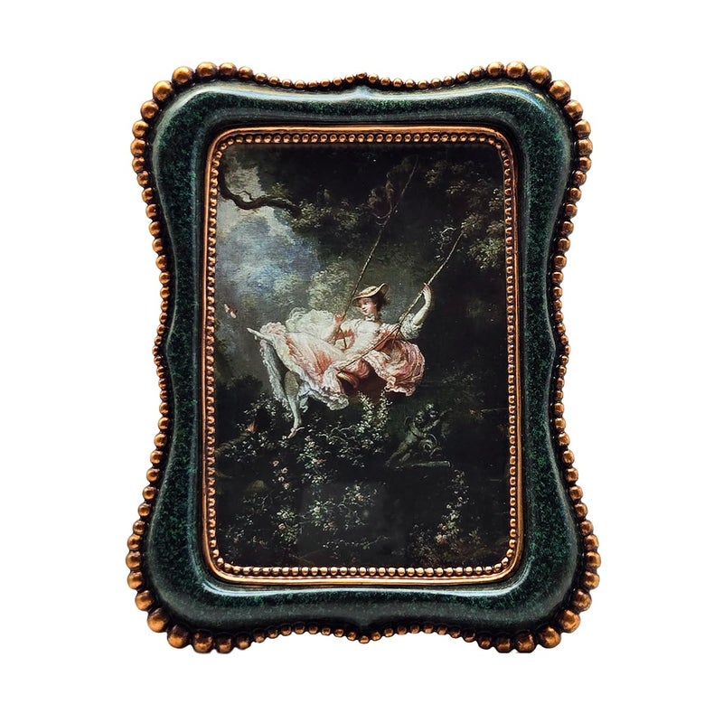 YULINK 4x6 Vintage Picture Frame, Antique Blackish Green Ornate Photo Frame, for Tabletop and Wall Display, Decorative Retro Home Decor, Old Fashioned Photo Gallery Art - Image 1