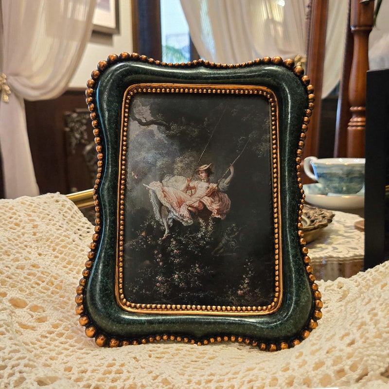 YULINK 4x6 Vintage Picture Frame, Antique Blackish Green Ornate Photo Frame, for Tabletop and Wall Display, Decorative Retro Home Decor, Old Fashioned Photo Gallery Art - Image 2