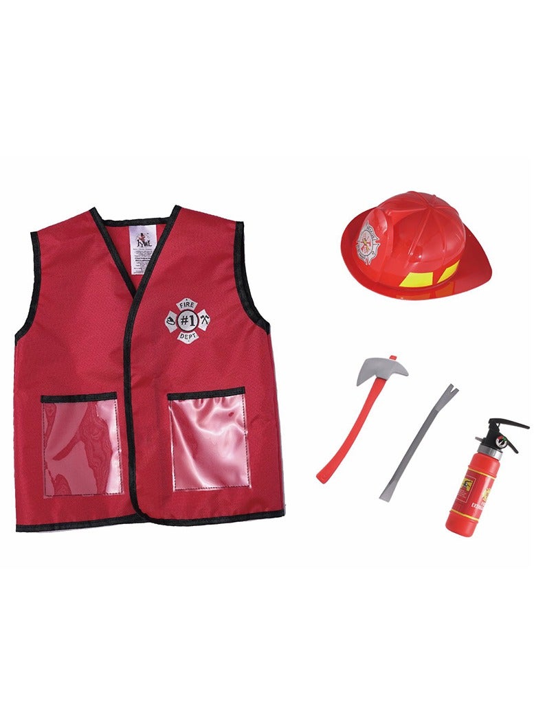 Toy Box Firemen Role Play Dress Set Vest With Tools, Plastic Cap For Kids 3 To & years - Size S, 90-110cm - Image 1