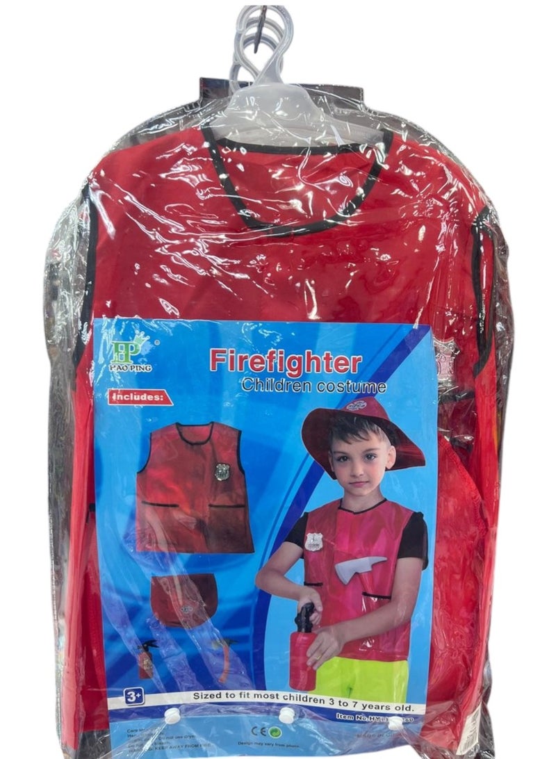 Toy Box Firemen Role Play Dress Set Vest With Tools, Plastic Cap For Kids 3 To & years - Size S, 90-110cm - Image 2