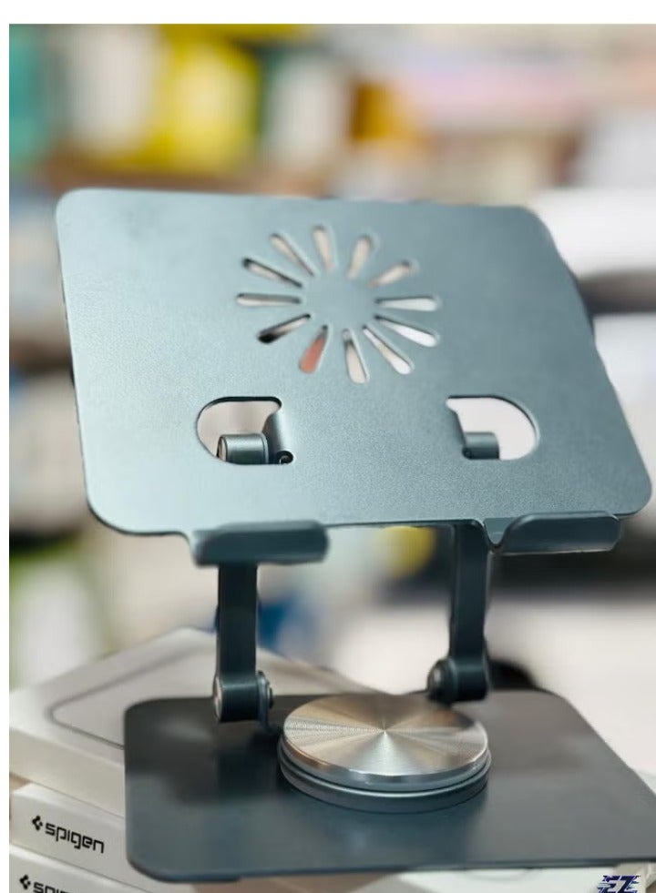 ELTRAZONE 360° Rotating Tablet Stand for Desk – Aluminum Alloy Foldable iPad & Phone Stand Holder with Adjustable Angles for Office, Home, and Entertainment Use - Image 2