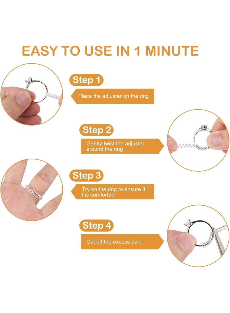 أداة تعديل مقاس الخواتم الفضفاضة – عبوة 16 قطعة بـ 4 مقاسات مختلفة – واقي خاتم سيليكون شفاف غير مرئي للنساء والرجال – أداة لتضييق الخواتم الكبيرة جدًا وتصغير المقاس بدون تغيير مقاس الخاتم – مريحة وآمنة للاستخدام اليومي - Image 3