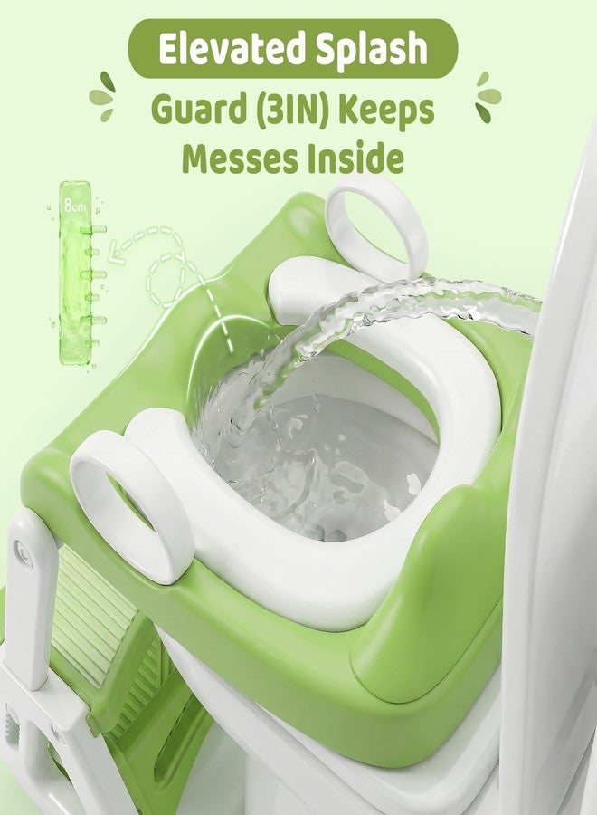 Wanchouse Potty Training Seat, Upgrade 2-in-1 Foldable Toddler Toilet Seat with Step Stool Ladder | 7-Level Height Adjustable, Anti-Slip Wide Footrest, Splash Guard for Boys & Girls, Green - Image 3