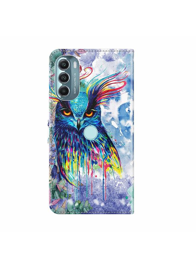 اس-توب جراب لهاتف Motorola Moto G Stylus 5G 2022 بنمط رسم ثلاثي الأبعاد من مادة TPU + PU - Image 3