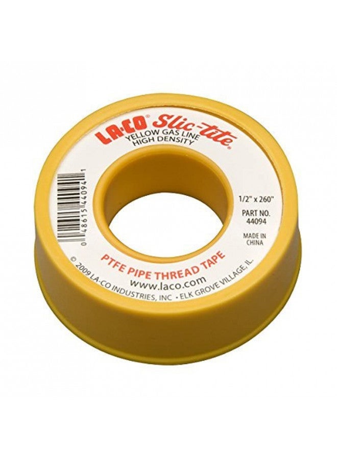 La-Co LA-CO 44094 Slic-Tite PTFE Gas Line Pipe Thread Tape, Premium Grade, [260" Length, 1/2" Wide], Yellow - Image 1