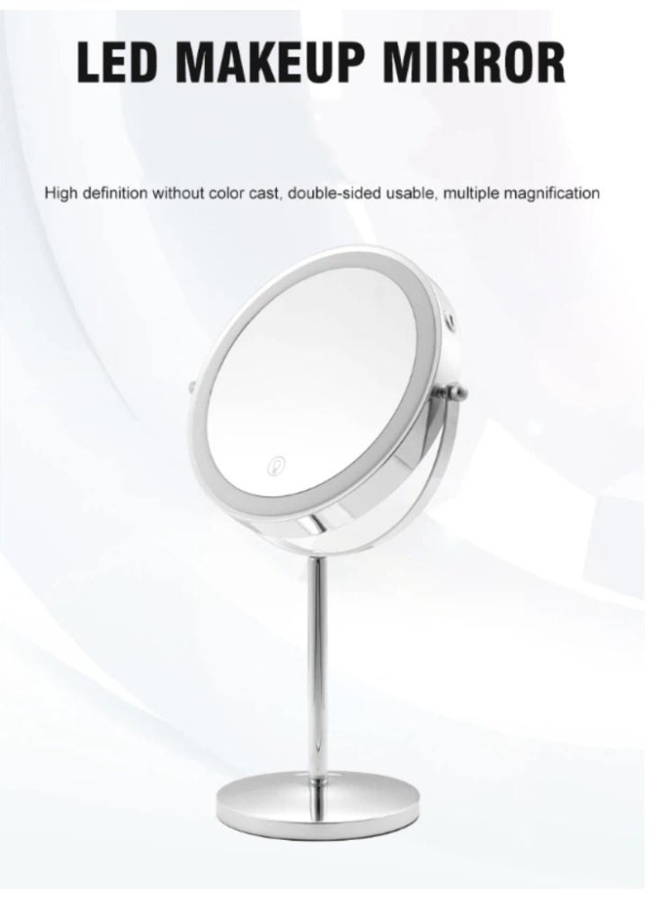 Sumkyle LED Makeup Mirror with Light, Rechargeable Desktop Vanity Mirror, Adjustable Brightness Touch Control Mirror for Girls - Image 1