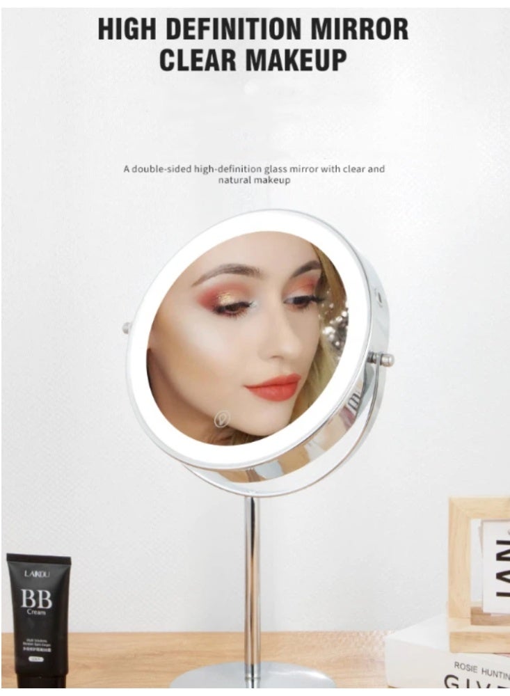 Sumkyle LED Makeup Mirror with Light, Rechargeable Desktop Vanity Mirror, Adjustable Brightness Touch Control Mirror for Girls - Image 3