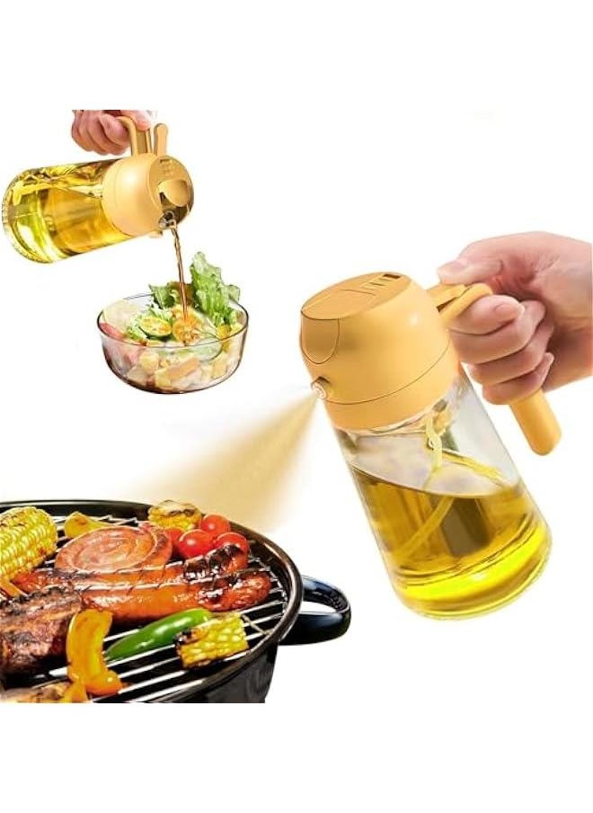 HOOKOR Durku Oil Sprayer for Cooking, 2 in 1 Oil Sprayer for Cooking, 470ml/16oz Glass Oil Spray Bottle with Pourer, Cooking Oil Spray Glass for Used for Air Fryer, Baking, Grilling ﻿ (Orange)  - Image 1