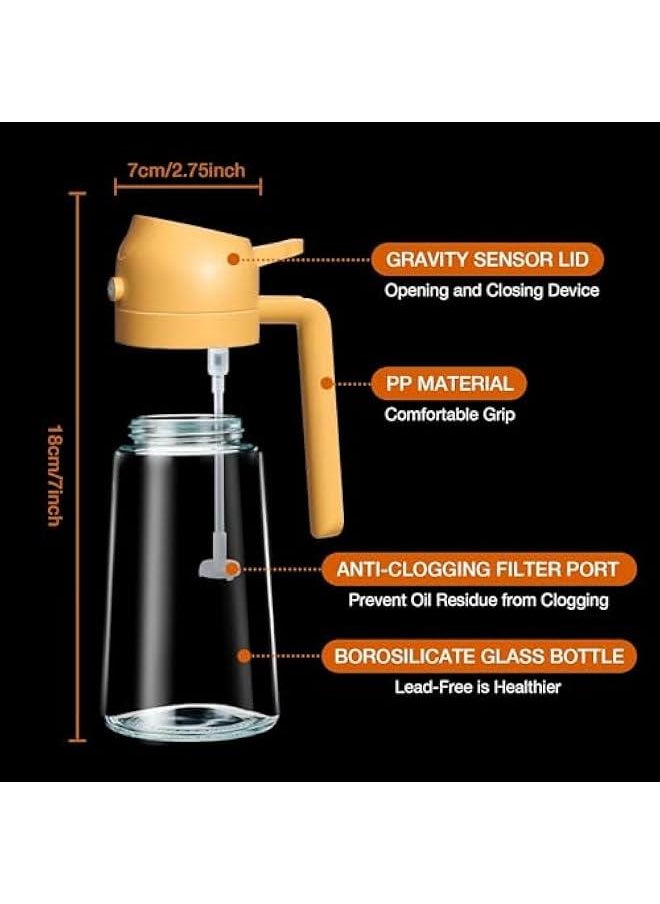 HOOKOR Durku Oil Sprayer for Cooking, 2 in 1 Oil Sprayer for Cooking, 470ml/16oz Glass Oil Spray Bottle with Pourer, Cooking Oil Spray Glass for Used for Air Fryer, Baking, Grilling ﻿ (Orange)  - Image 2