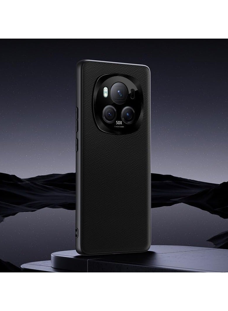 متوافق مع حافظة Honor Magic 6 Pro 5G، غطاء خلفي للهاتف مصنوع من الجلد الناعم والسيليكون الفاخر لهاتف Magic 6 Pro Stylish Funda Shockproof Bumpe (أسود)