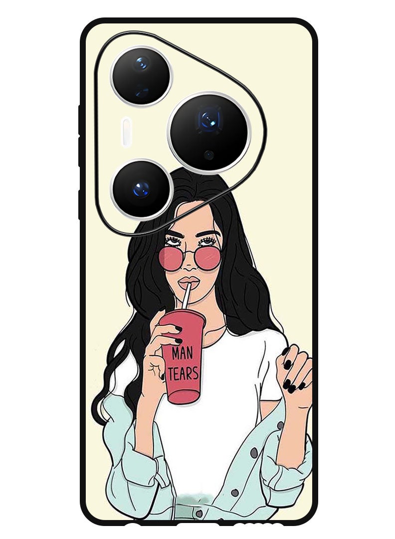 Theodor Case Compatible with Huawei Pura 80 Pro 6.8 Inch Protection Shockproof Bumper Cover Girl Drinking Coffee - Image 1