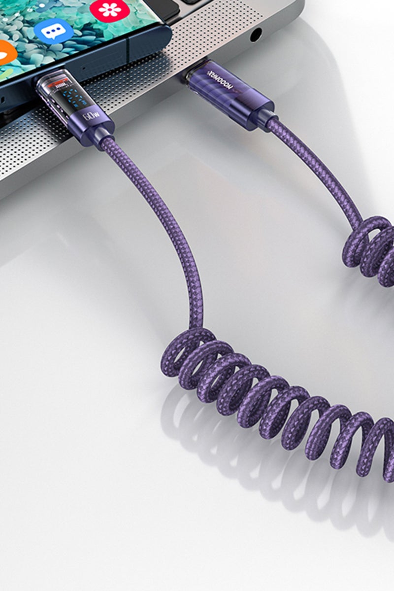 MOOGMAX MX-063 1 Meter 60W Spring Charging Cable, Puple - Image 4