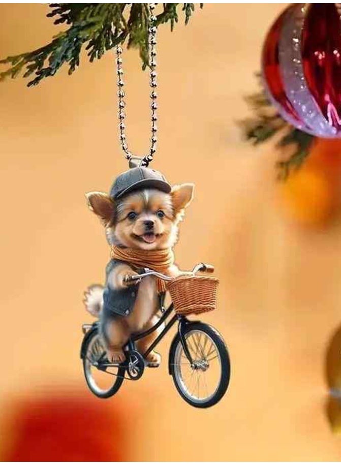 قلادة مرآة السيارة فريدة وجذابة على شكل كلب ودراجة - Image 4