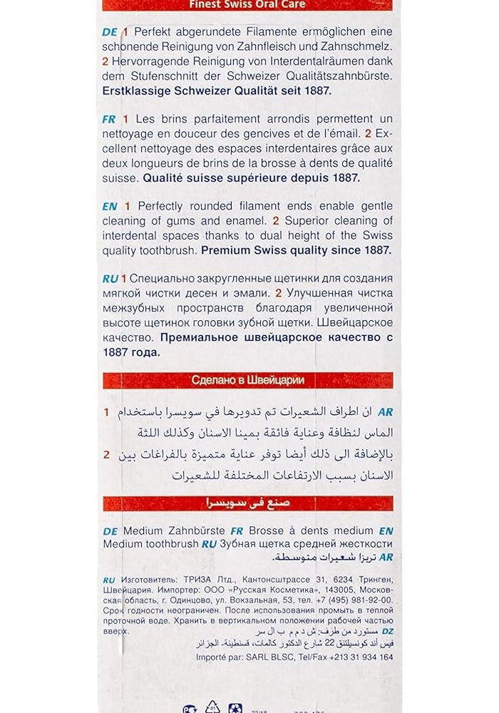 TRISA مجموعة فرشاة أسنان متوسطة للبالغين من تريزا فريش سوبر كلين مع غطاء سفر - عبوة متنوعة من 3 قطع، مصنوعة في سويسرا - Image 2