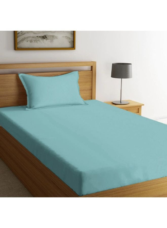 BYFT Orchard Exclusive (Sea Green) Single Size Fitted Sheet and Pillow covers (Set of 2 Pcs) Cotton percale Weave, Soft and Luxurious, High Quality Bed linen -180 TC  - Image 1