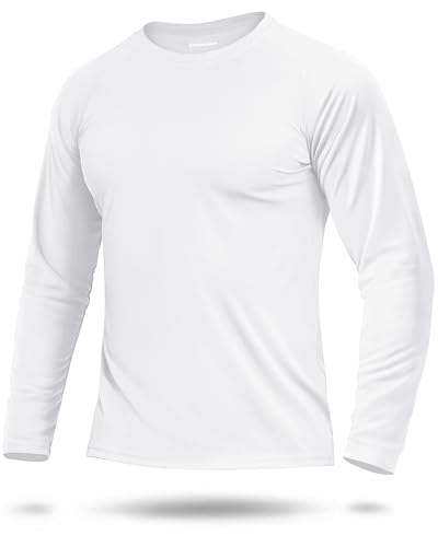 Boladeci Mens Swim Shirts Long Sleeve UPF 50+ UV Protection SPF Sun Shirts Workout T-Shirts Rash Guard for Men Beach Running Gym Travel (White) - Image 1