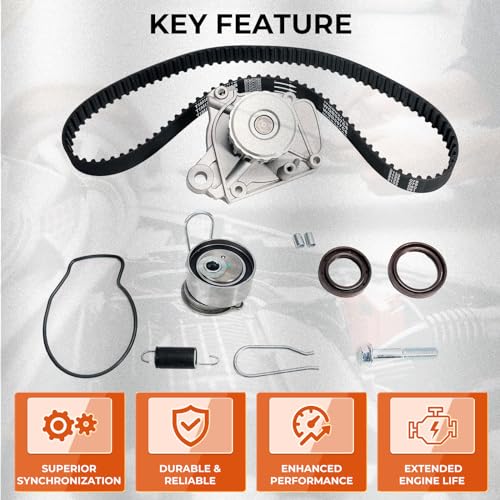 ISINSWIFT Engine Timing Belt Kit with Water Pump Compatible with Honda Civic DX LX EX HX GX 1.7L L4 16V 2001-2005 Replace# TCK312, TB312K1, 95312K1, GTK0312, TBK220 - Image 4
