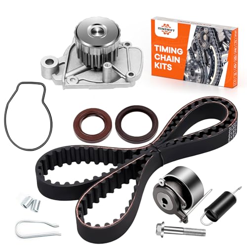 ISINSWIFT Engine Timing Belt Kit with Water Pump Compatible with Honda Civic DX LX EX HX GX 1.7L L4 16V 2001-2005 Replace# TCK312, TB312K1, 95312K1, GTK0312, TBK220 - Image 1