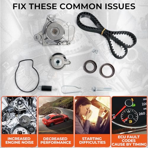 ISINSWIFT Engine Timing Belt Kit with Water Pump Compatible with Honda Civic DX LX EX HX GX 1.7L L4 16V 2001-2005 Replace# TCK312, TB312K1, 95312K1, GTK0312, TBK220 - Image 5