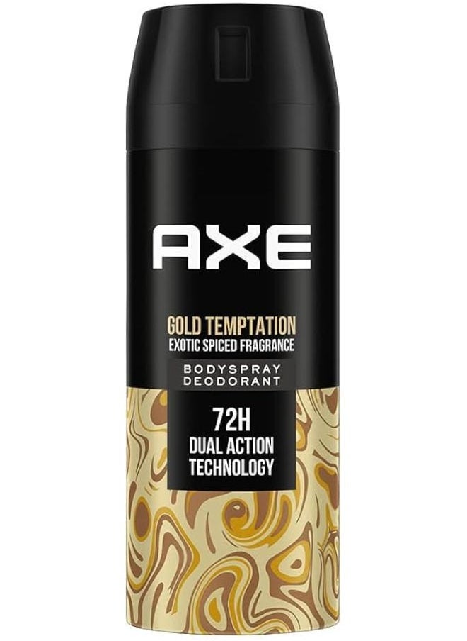 Axe Gold Temptation Deodorant Long Lasting Body Spray for Men, 150 ml 