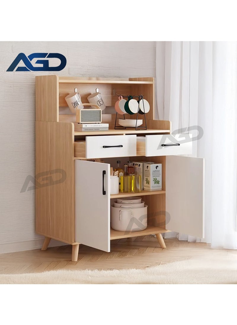 AGD Kitchen Storage Cabinet, Sideboard and Coffee Corner, with 2 Doors and 2 Drawers, Suitable for Kitchen, Living Room and Dining Room 70*40*118cm  - Image 1