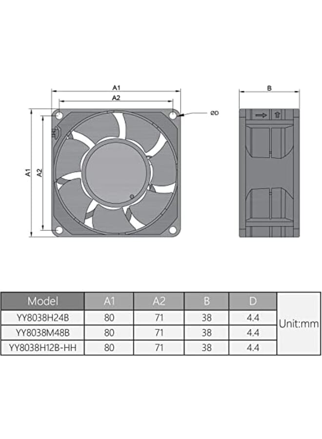 24V Brushless Dc Cooling Fan 80X80X38Mm Mini Cooling Fan Long Life Sleeve Bearing Computer Case Cooling Fan 0.3A 1Pcs  - Image 2