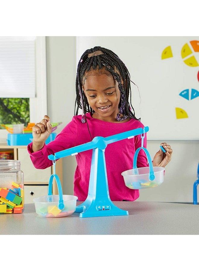 hand2mind hand2mind Blue Nestable Pan Balance, Clear Double Pan Balance Scale for Liquids and Solids, Easy to Assemble Kids Scale, Space Saving Storage Base, Balance Scale for Classroom (1 Base with 2 Pans)  - Image 2