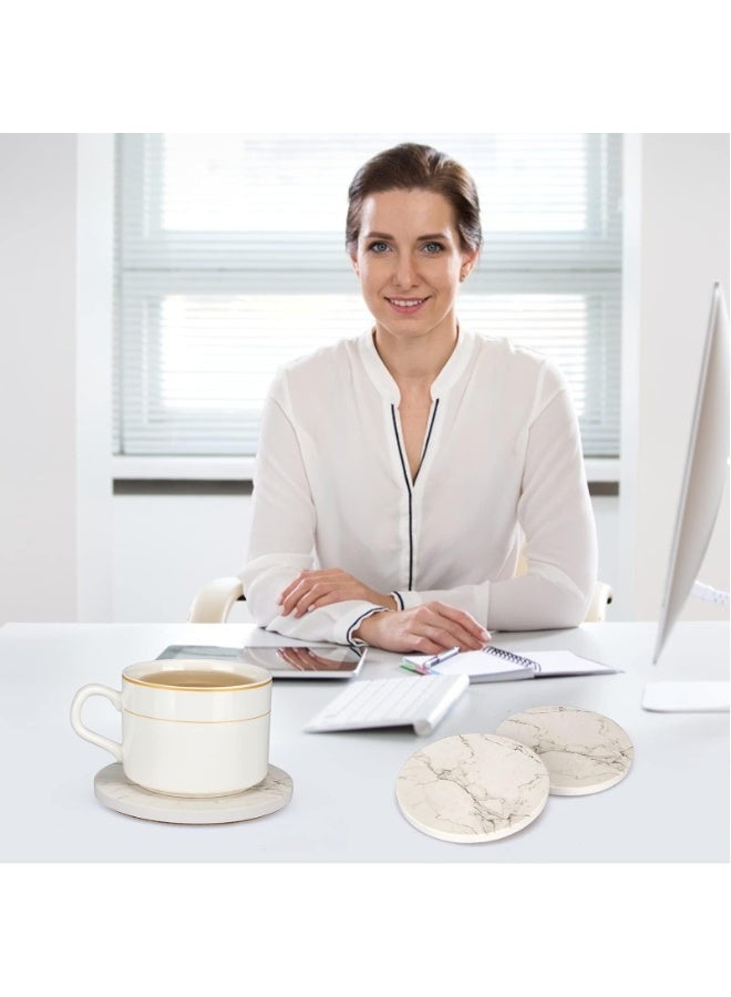 6 Pcs White Marble Coaster Set with Holder Best Absorbent Coasters Drink Stone Coasters Ceramic Wine Coasters Table Cup Coasters - Image 5