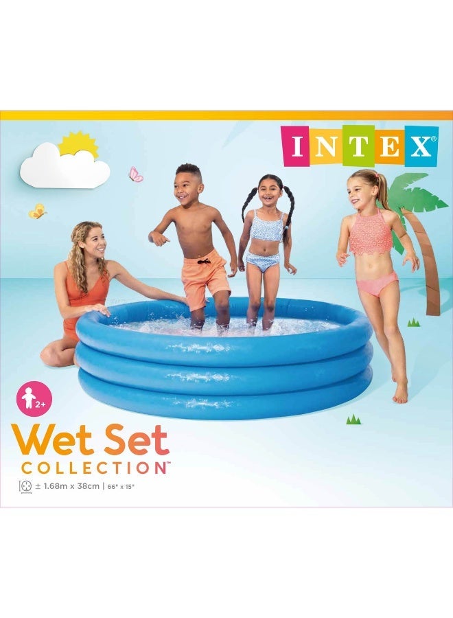 INTEX Crystal Blue Inflatable Swimming Pool - 168 x 38 cm 3-Ring Outdoor Paddling Pool for Kids (Ages 2+), Unisex 168x38cm - Image 1