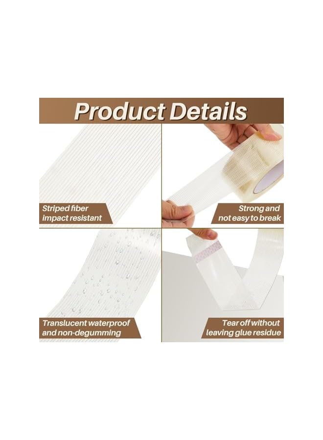 PROMASS promass 3 Rolls Filament Strapping Tape 5.7 Mil Fiberglass Tape Filament Tape Transparent Reinforced Packing Tape Fiber Tape for Packaging Sealing Binding Fixing Supplies (25mm*50米)  - Image 5