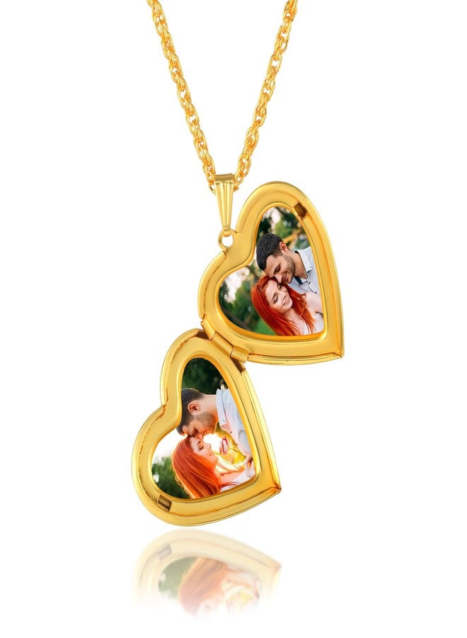 Memoir Gold Plated Love Embossed Voilet Faux Drussy Openable Heart Locket Pendant Jewellery for Women Brass Gold-Plated | Openable | Dual Photo Slots | Gen Z Romance Vibes (PDKL0701) - Image 1