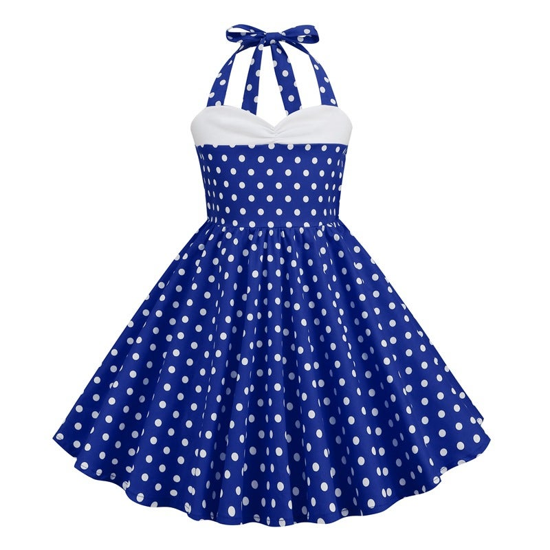 Girls Polka Dot Halter Neck Dress - Image 3