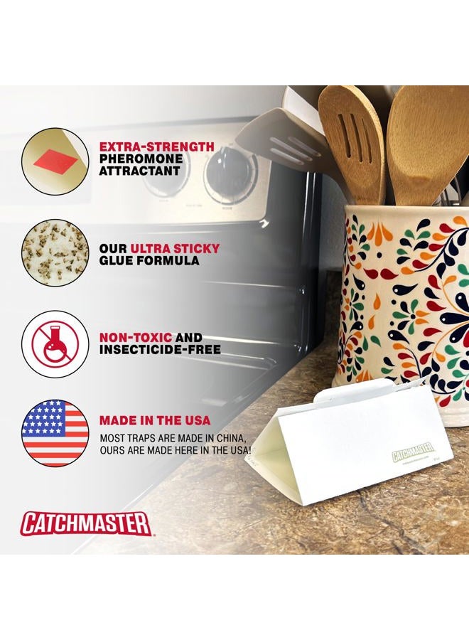 Catchmaster فخاخ الآفات والعث 6-عبوة، قاتل الحشرات لتخزين المطبخ وخزانة المؤن، فخاخ لزجة للعث للمنزل، حماية طعام الحيوانات الأليفة، تخزين خزائن المطبخ، فخ لزج آمن للحيوانات الأليفة - Image 4