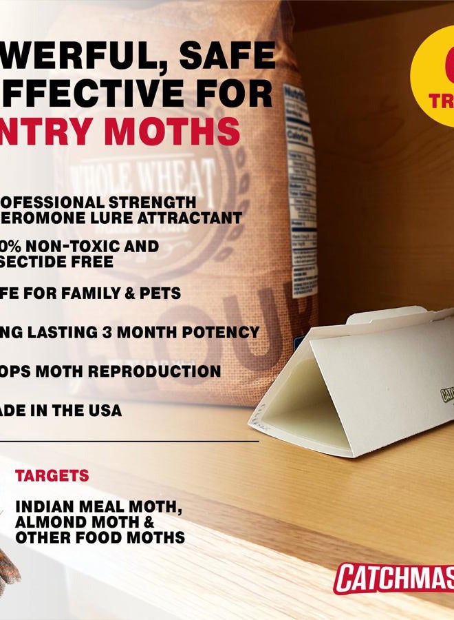 Catchmaster فخاخ الآفات والعث 6-عبوة، قاتل الحشرات لتخزين المطبخ وخزانة المؤن، فخاخ لزجة للعث للمنزل، حماية طعام الحيوانات الأليفة، تخزين خزائن المطبخ، فخ لزج آمن للحيوانات الأليفة - Image 3