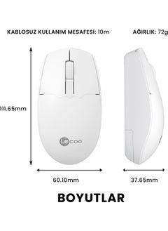 lecoo WS204 Wireless 1200DPI 3-Button Optical Mouse White  - Image 2
