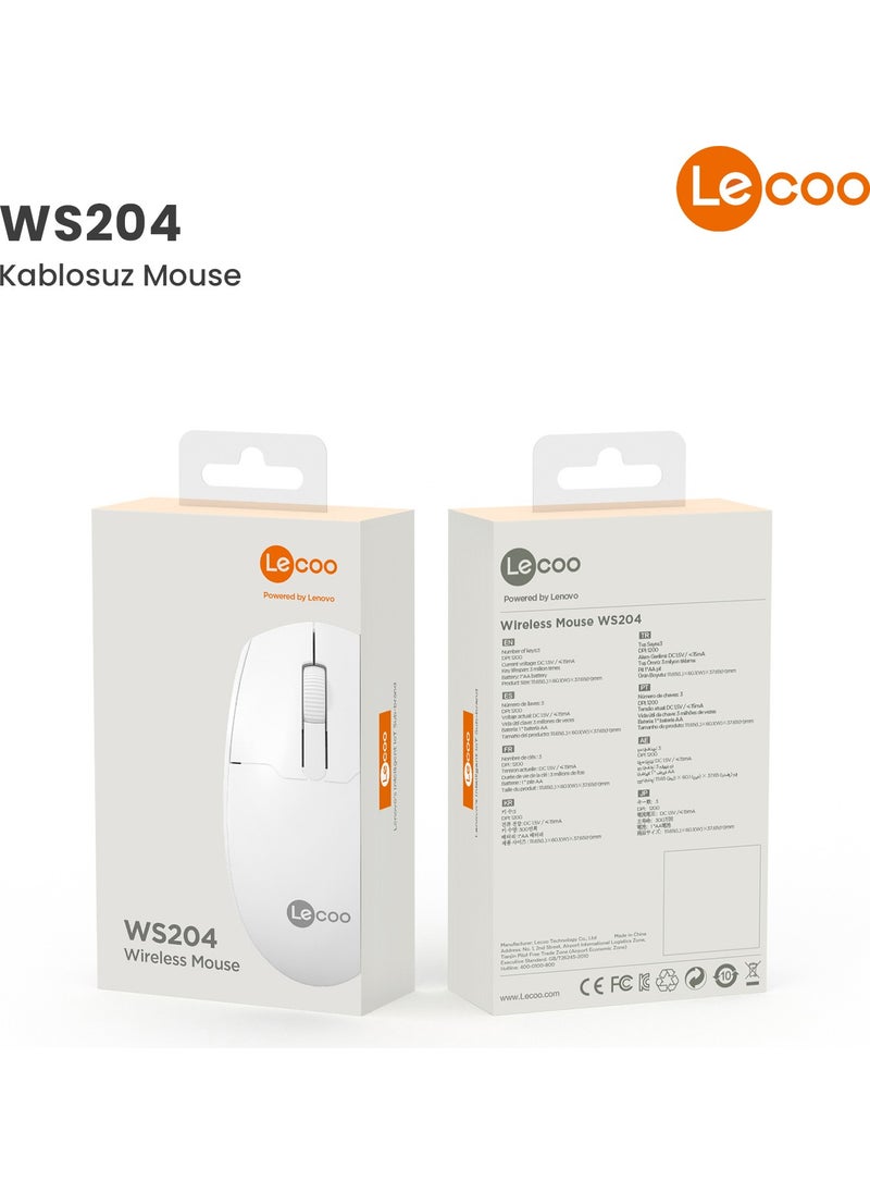 lecoo - WS204 Wireless 1200DPI 3-Button Optical Mouse White - Image 1