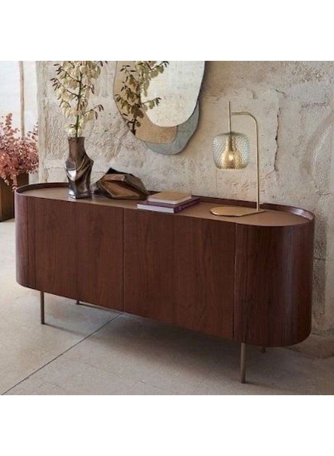 هومزمارت بوفيه خشب ام دي اف و ستيل بني - 160×50×90 سم - Image 1