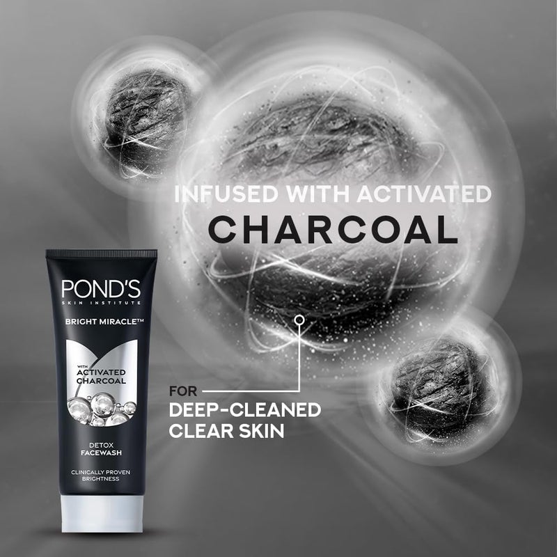 PONDS PONDS Bright Beauty AntiDullness Facewash with Vitamin B3 200gm Ponds Bright Miracle Detox Facewash with 10X Power of Charcoal 200gm - Image 5