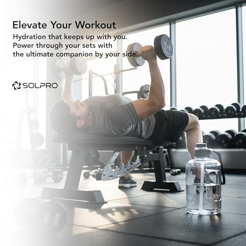 Solpro Su Istanbul Gallon Gym Bottle 2.46 litre for Gym workout, gallon for adults, water bottle 2+ litres, 2 litre sipper for men women, Leakproof BPA Free (Clear White) - Image 2