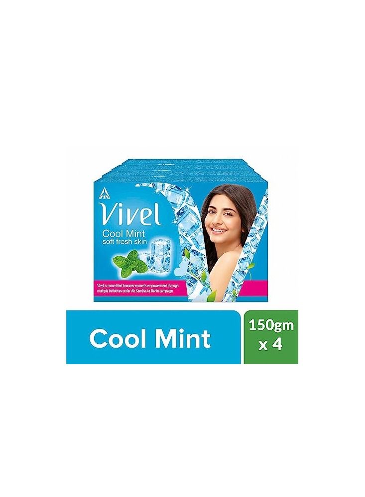 Vivel Cool Mint, Soft Fresh Skin Soap Pack of 4   , 600g (150g - Pack of 4) - Image 1