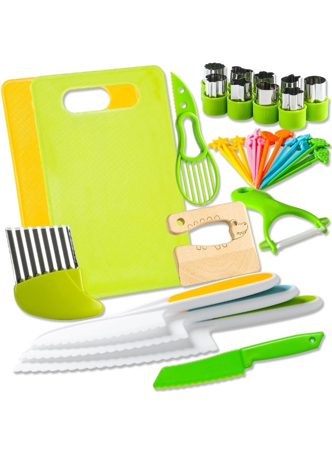 هالامودو مجموعة أدوات المطبخ لعبة الطفل الصغير 40 قطعة ، بما في ذلك قطع لوحة سكاكين قطع الفاكهة القوالب النقش مع تصميم مضاد للقطع الآمن ، لعبة التعلم المبكر التعليمية للأطفال تطور القدرة العملية وتنسيق اليد والعين ، هداية عيد الميلاد هدية حفلة - Image 1