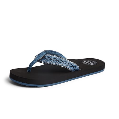 Reef Smoothy Mens Beach Flip Flop, Soft Woven Strap Made From 100% Recycled PET, Vintage Blue, 11 - Image 1