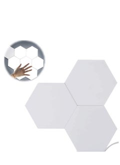 3 Pack White Hexagon Modular Touch Sensitive Lights Nano-leaf Wall Sconce Light Modern Smart Lamp LED Panel Night Decoration for Indoor Living Room not Include Holder