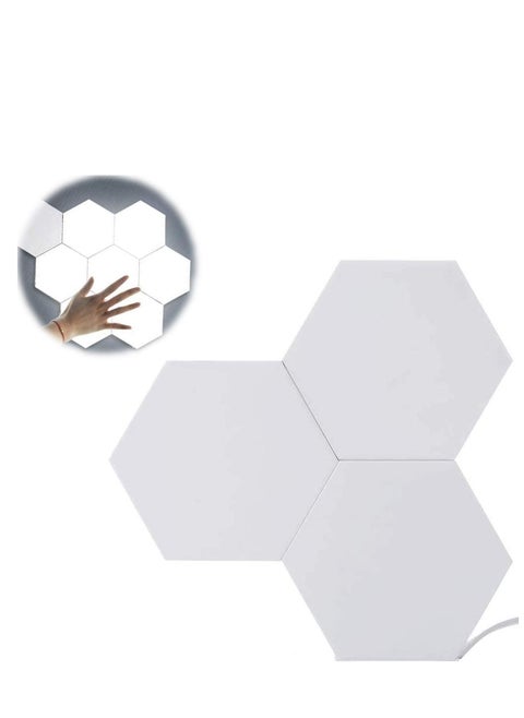 3 Pack White Hexagon Modular Touch Sensitive Lights Nano-leaf Wall Sconce Light Modern Smart Lamp LED Panel Night Decoration for Indoor Living Room not Include Holder