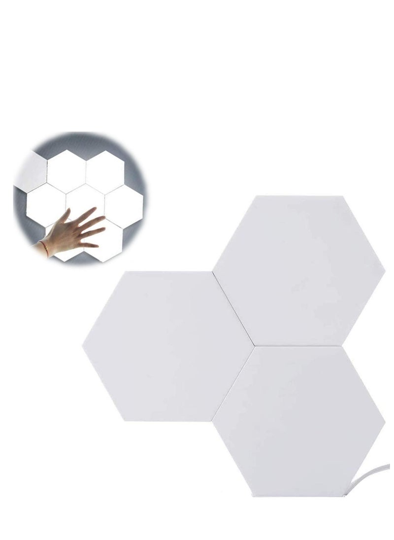 Y&D - 3 Pack White Hexagon Modular Touch Sensitive Lights Nano-leaf Wall Sconce Light Modern Smart Lamp LED Panel Night Decoration for Indoor Living Room not Include Holder - Image 1
