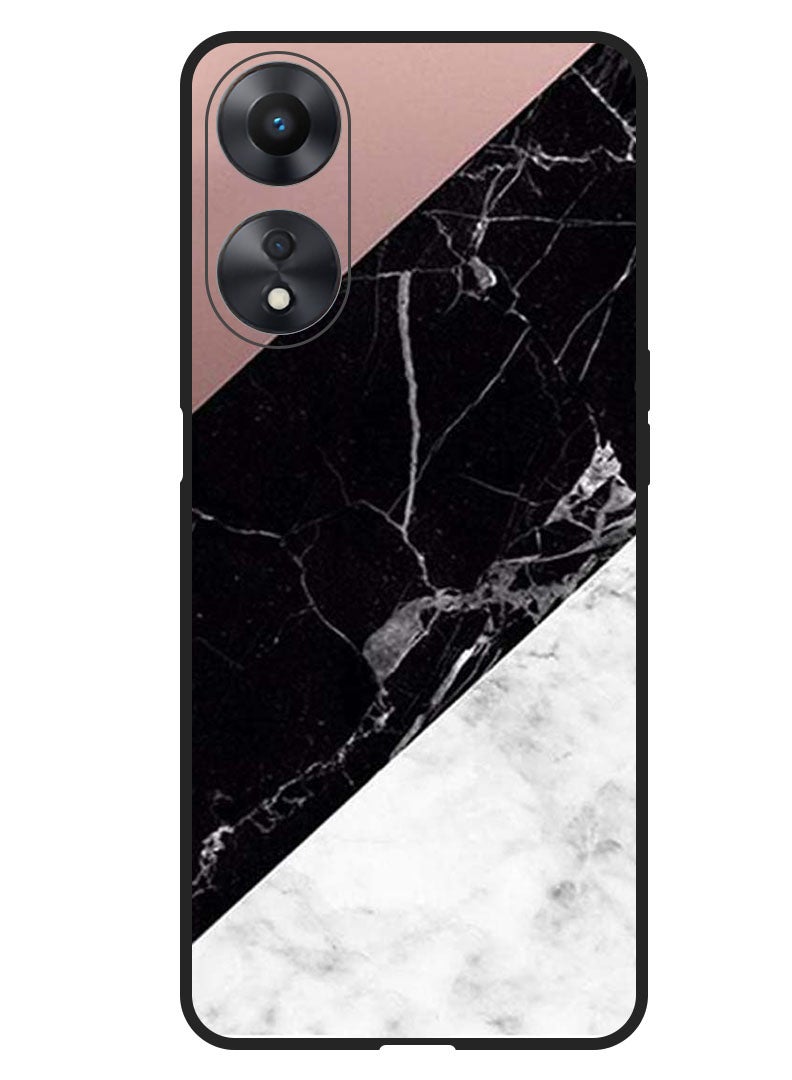 Theodor Protective Case Anti Scratch Shock Proof Bumper Cover For Oppo A18 Hite & Black Marble Top Is Plain - Image 1