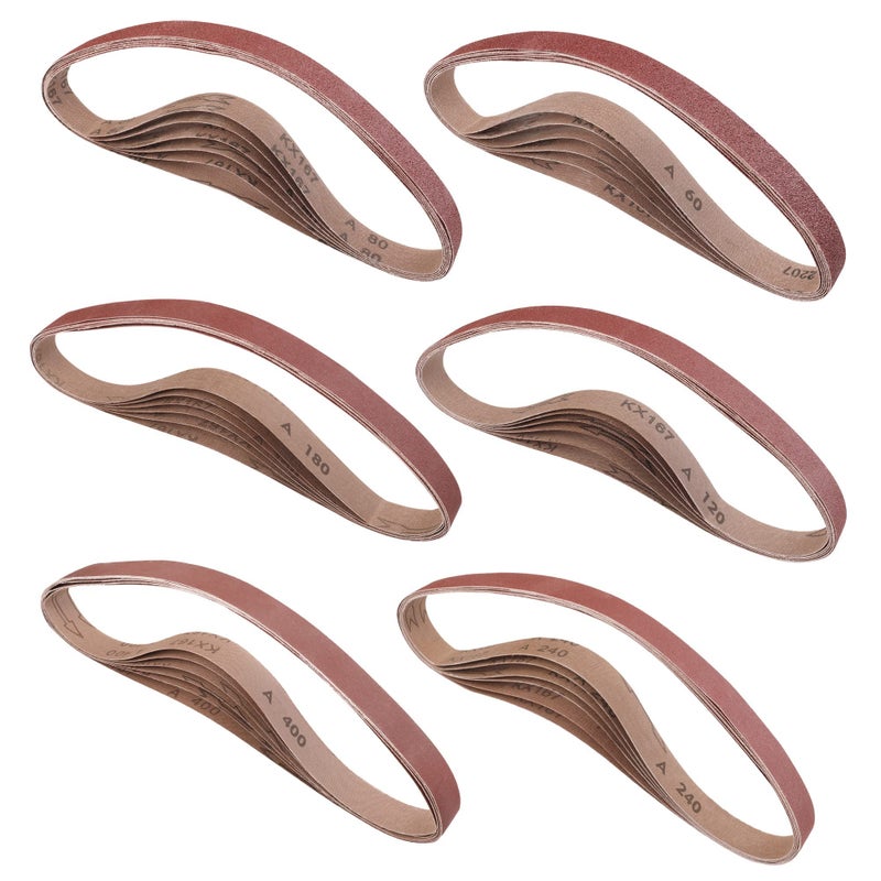 WORKPRO 36 Pack 1 x 30 Inch Sanding Belts, Sandpaper Kit, Aluminum Oxide Abrasive Belts, 6 PCS Each of 60/80/120/180/240/400 Grit, Belt Sander Tools for Woodworking, Metal Polishing, Knife Sharpening - Image 1