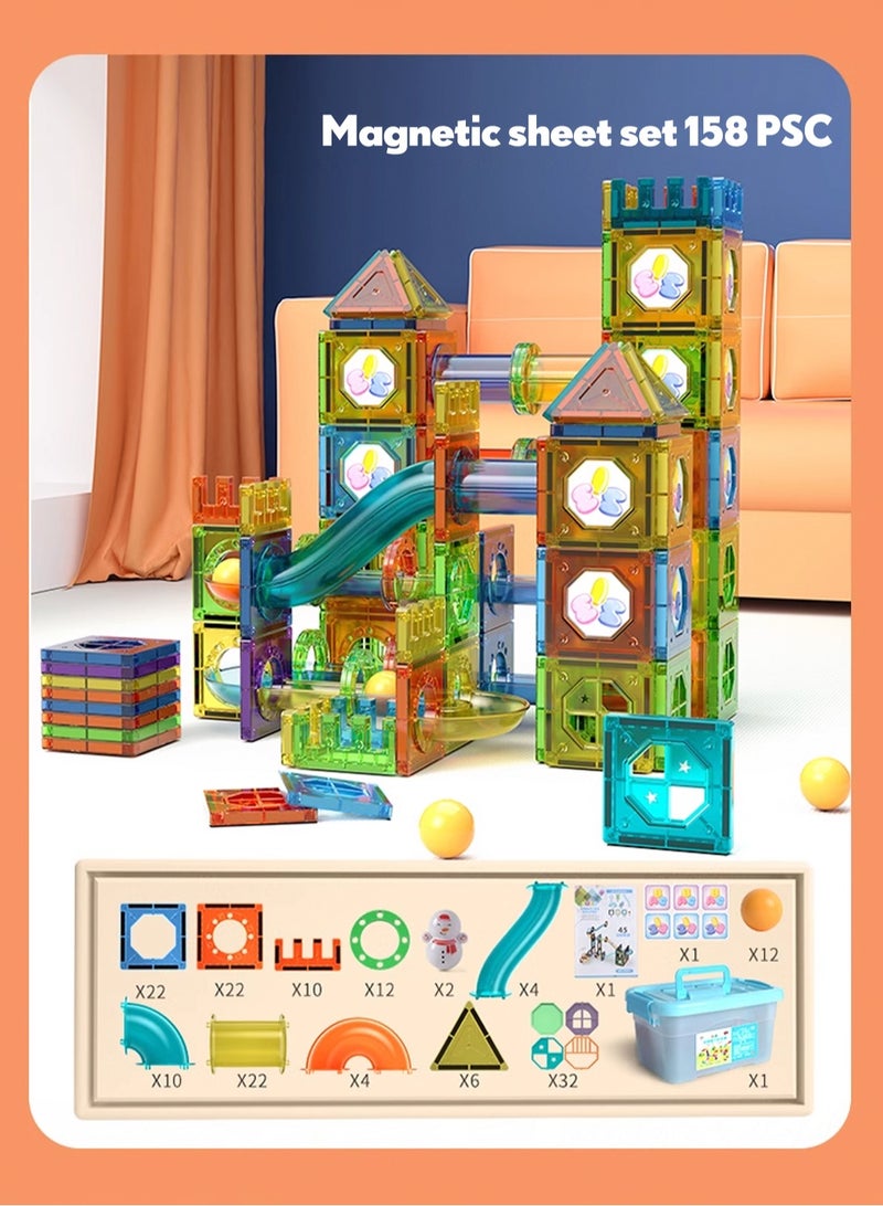 جي جوت Magnetic brick color window set, magnetic block pipeline, children's puzzle toy magnetic block, specification is 158PCS - Image 2